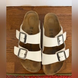 White Arizona Birkenstock Sandals size 39